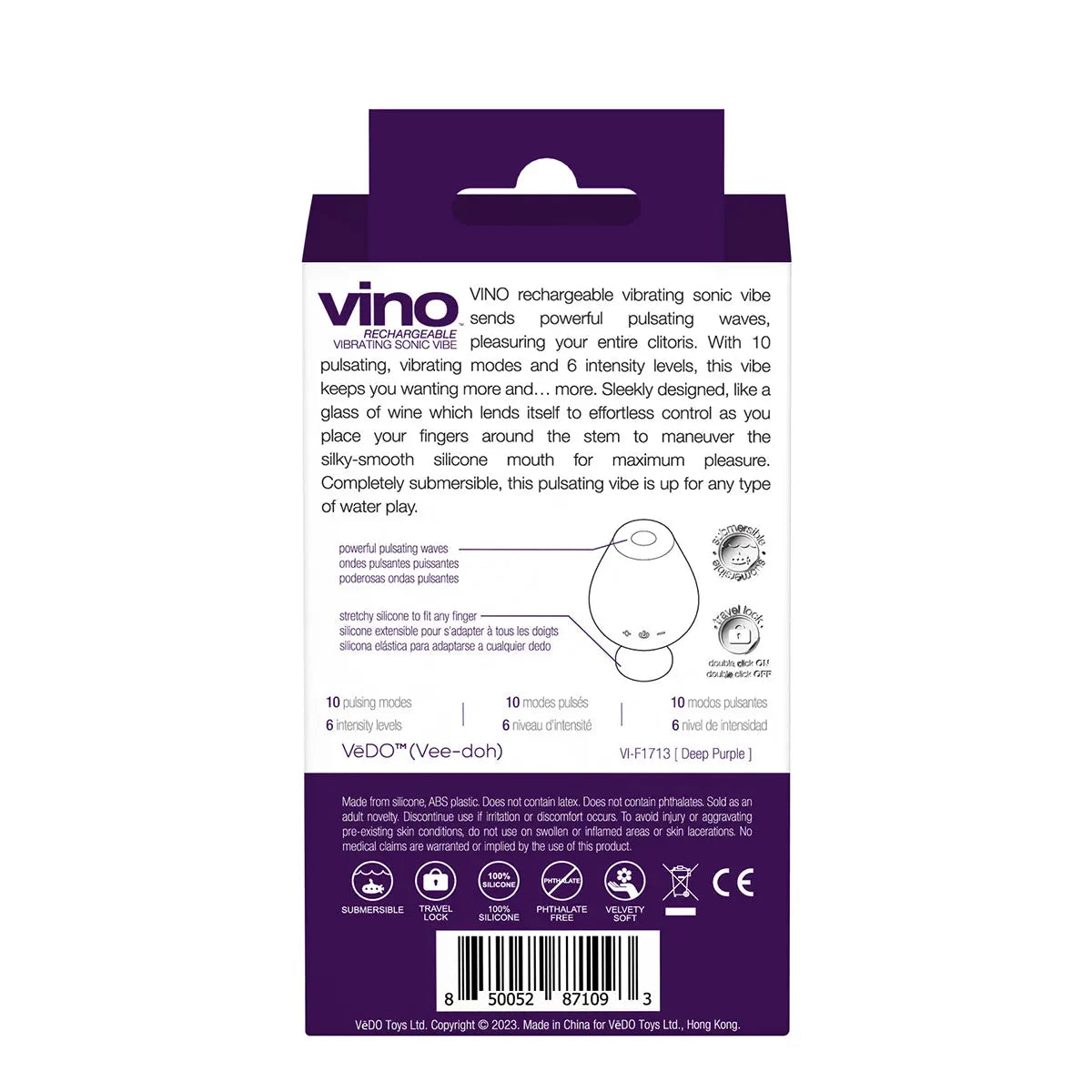 VeDO Vino Vibrating Sonic Vibe - Purple VeDO