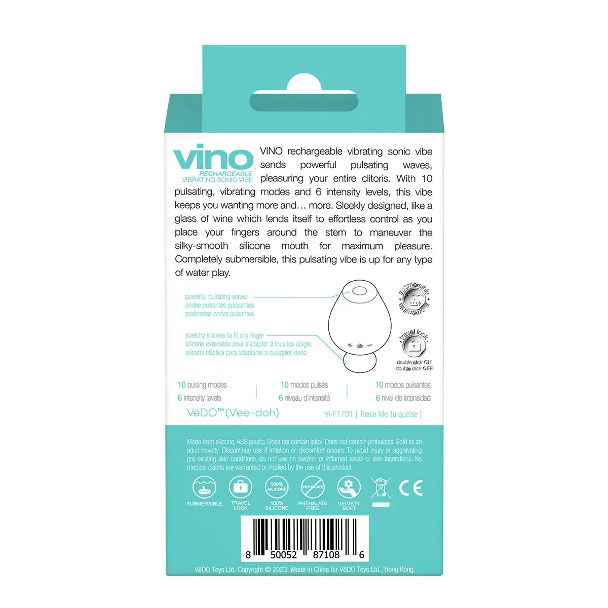 VeDO Vino Vibrating Sonic Vibe - Turquoise VeDO