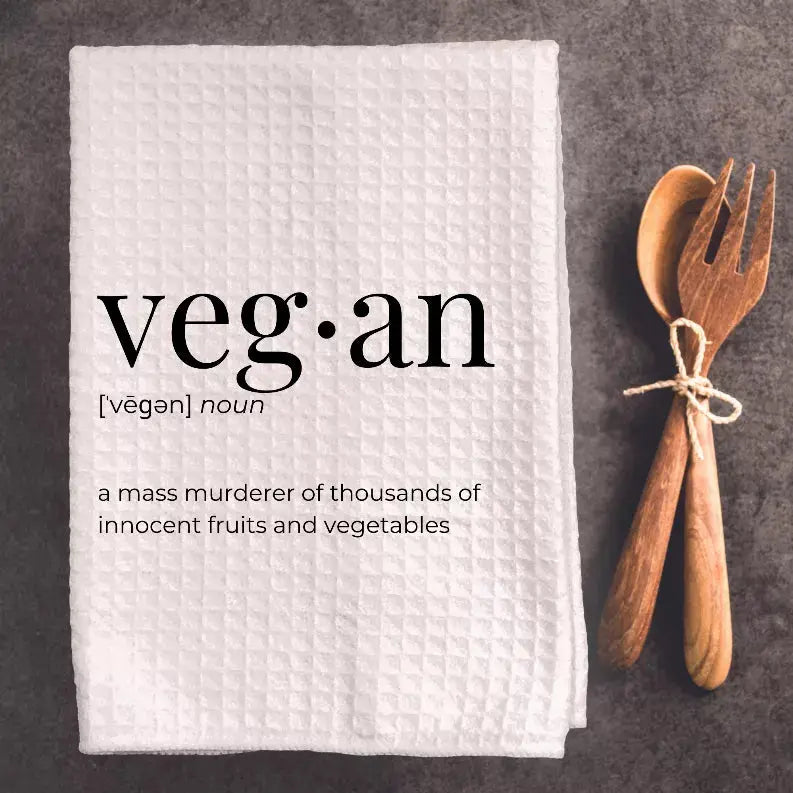 Vegan Definition - Tea Towel Black Cat Bazaar