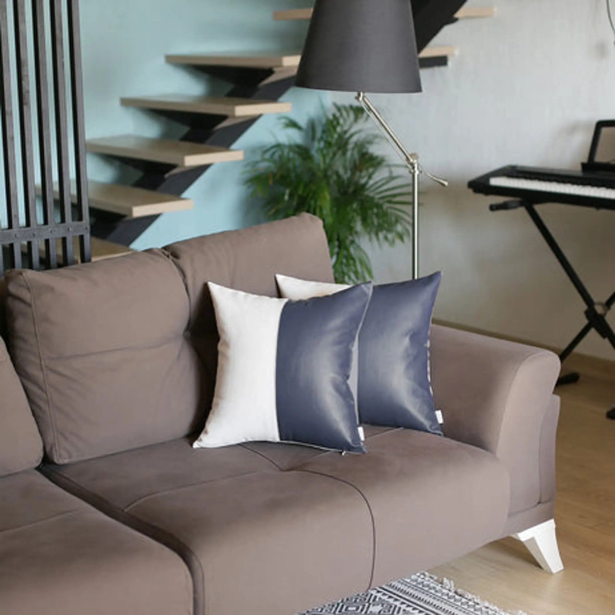 Vegan Faux Leather Detailed Throw Pillow Covers MIKE & Co. NEW YORK