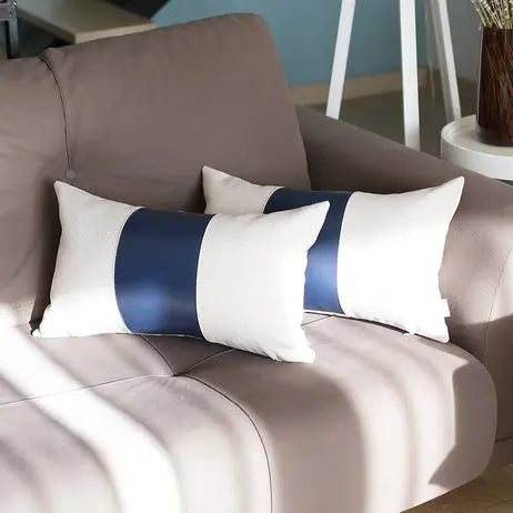 Vegan Faux Leather Detailed Throw Pillow Covers MIKE & Co. NEW YORK