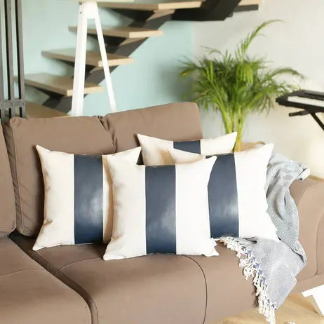 Vegan Faux Leather Detailed Throw Pillow Covers MIKE & Co. NEW YORK
