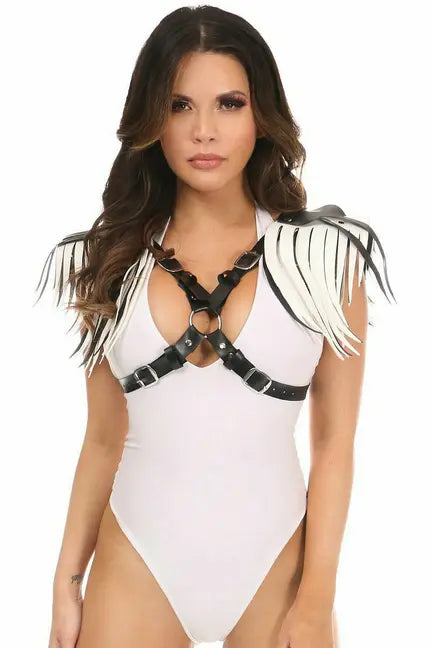 Vegan Leather Body Harness with Fringe Daisy Corsets