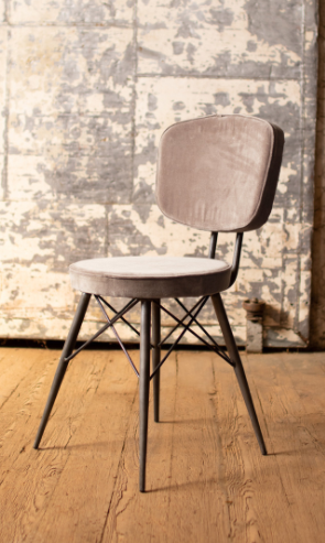 Velvet Dining Chair With Iron Frame  -  Cobblestone 17" X 18" X 34"T Kalalou