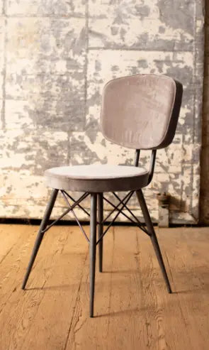 Velvet Dining Chair With Iron Frame  -  Cobblestone 17" X 18" X 34"T Kalalou