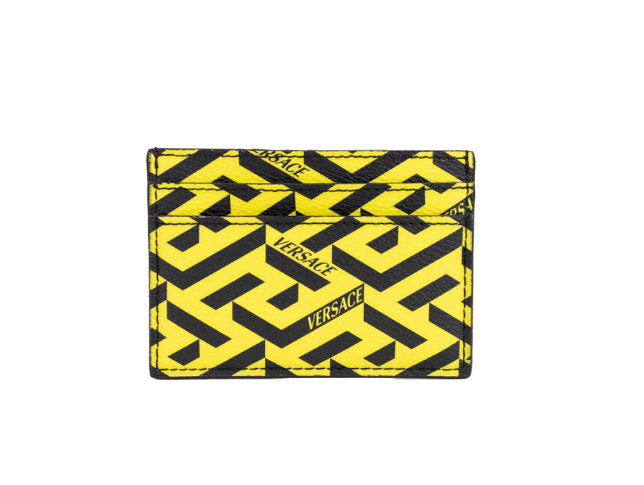 Versace La Greca Pineapple Signature Coated Canvas Card Case JV Deals