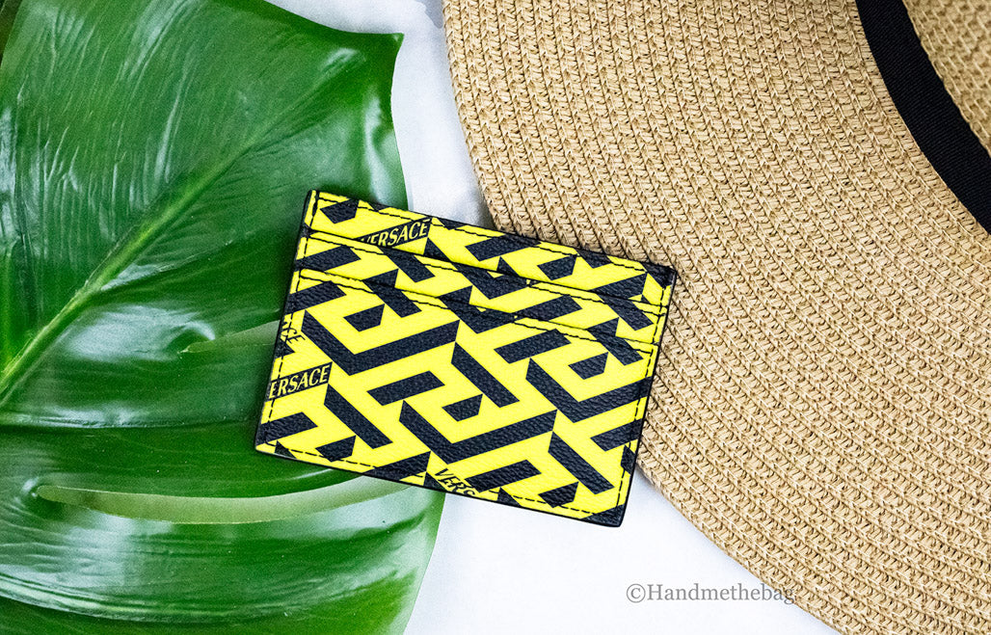 Versace La Greca Pineapple Signature Coated Canvas Card Case JV Deals