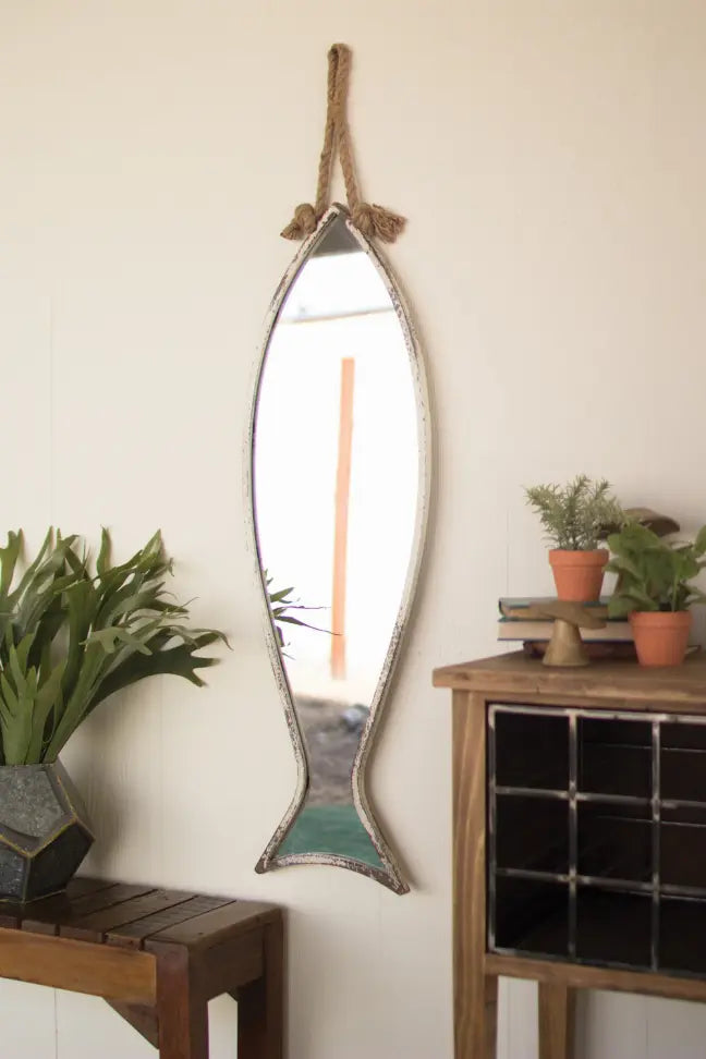 Vertical Fish Mirror With Rope Hanger Kalalou