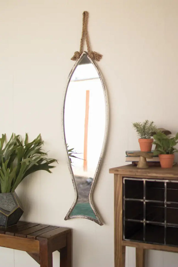 Vertical Fish Mirror With Rope Hanger Kalalou