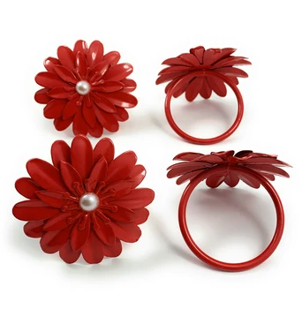 Vibhsa Floral Napkin Rings Set of 4 Classy R Us LLC