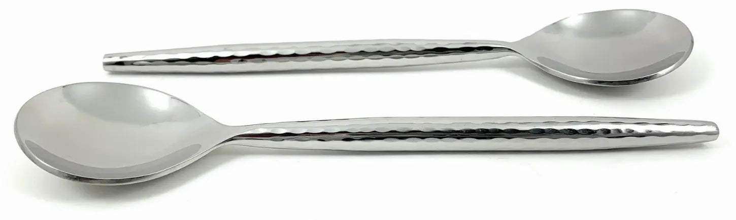 Vibhsa Stainless Steel Soup spoons Set of 6 Pieces (Hammered, Silver Glossy) Classy R Us LLC