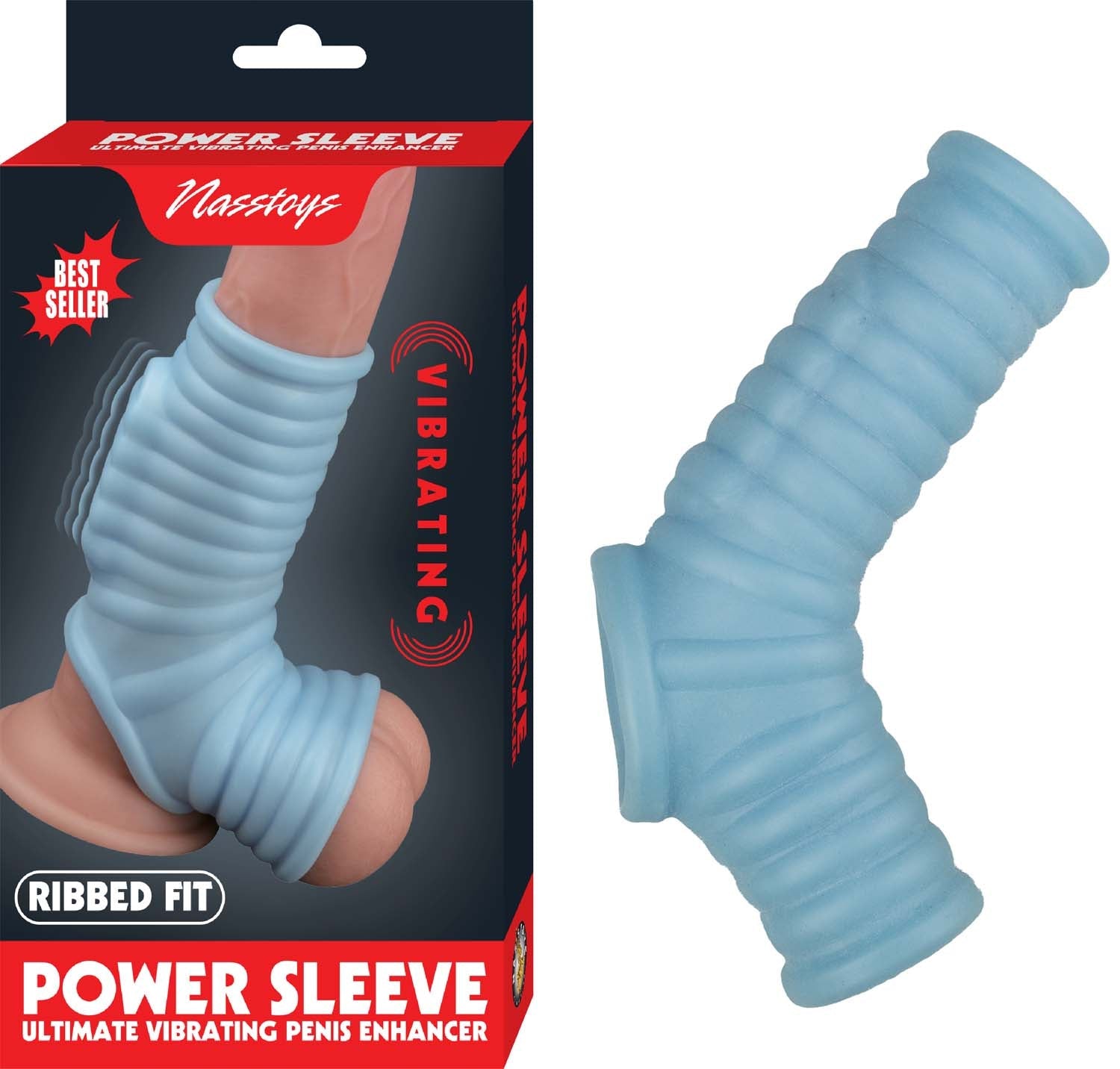 Vibrating Power Sleeve Ribbed Fit - Blue Nasstoys