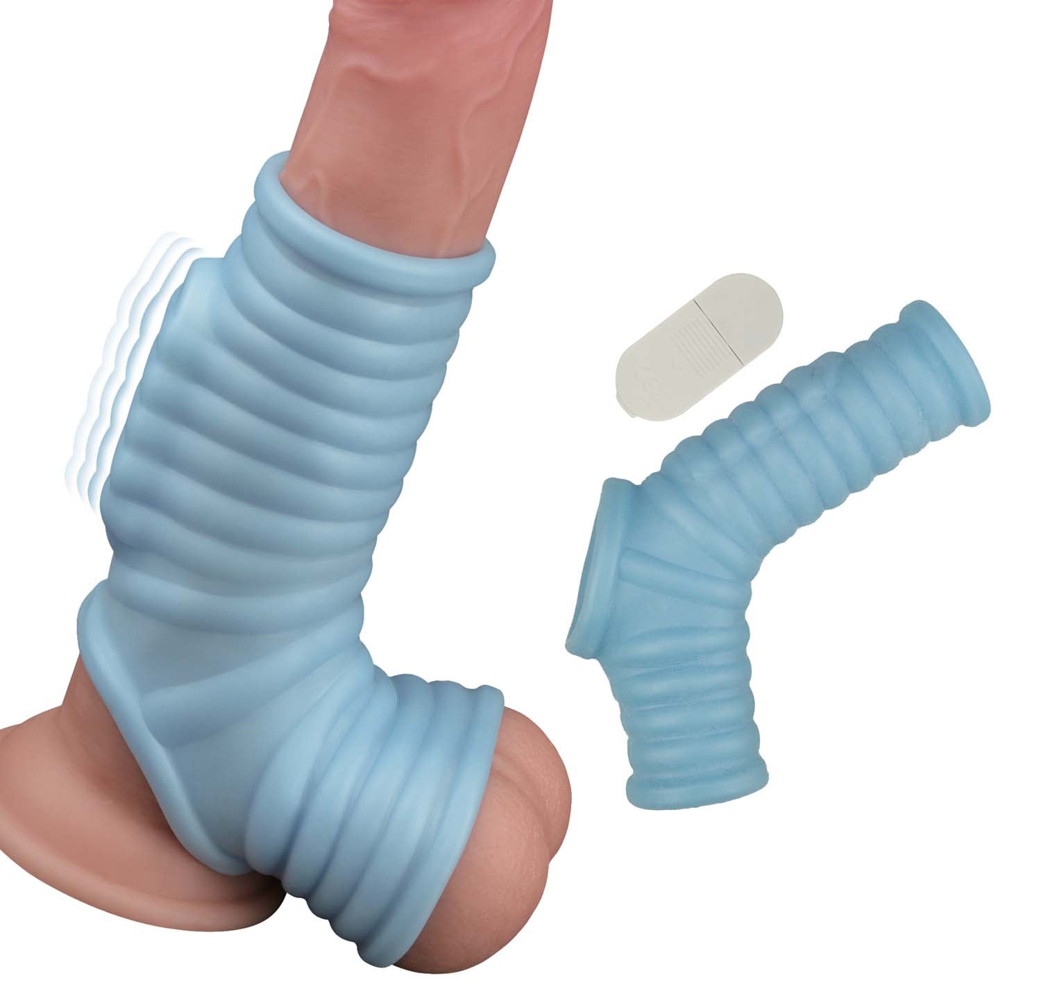Vibrating Power Sleeve Ribbed Fit - Blue Nasstoys