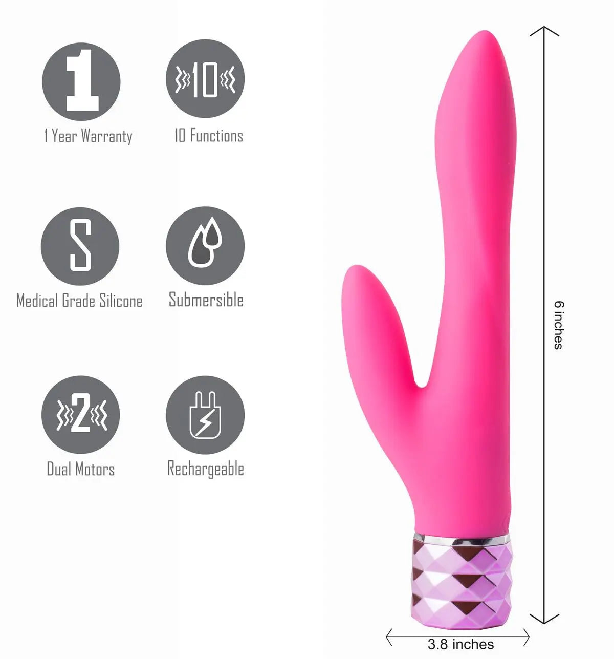 Victoria Rechargeable Silicone Dual Vibe Neon Pink Maia Toys