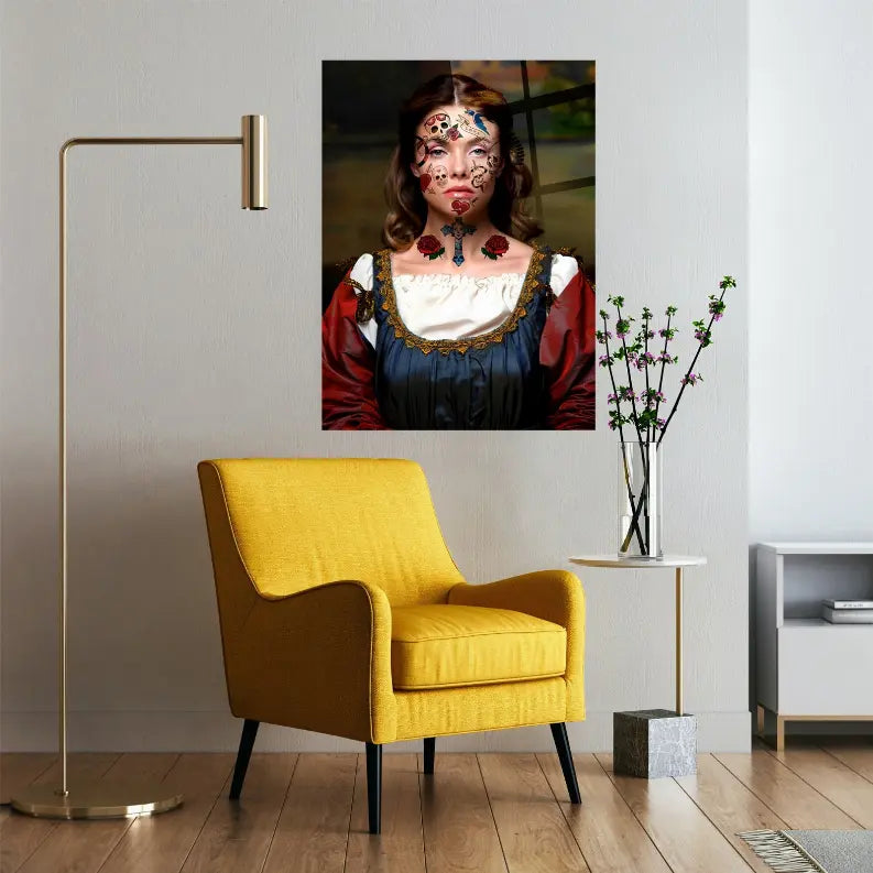 Victorian Tattoo Girl Glass Wall Art Monique Store
