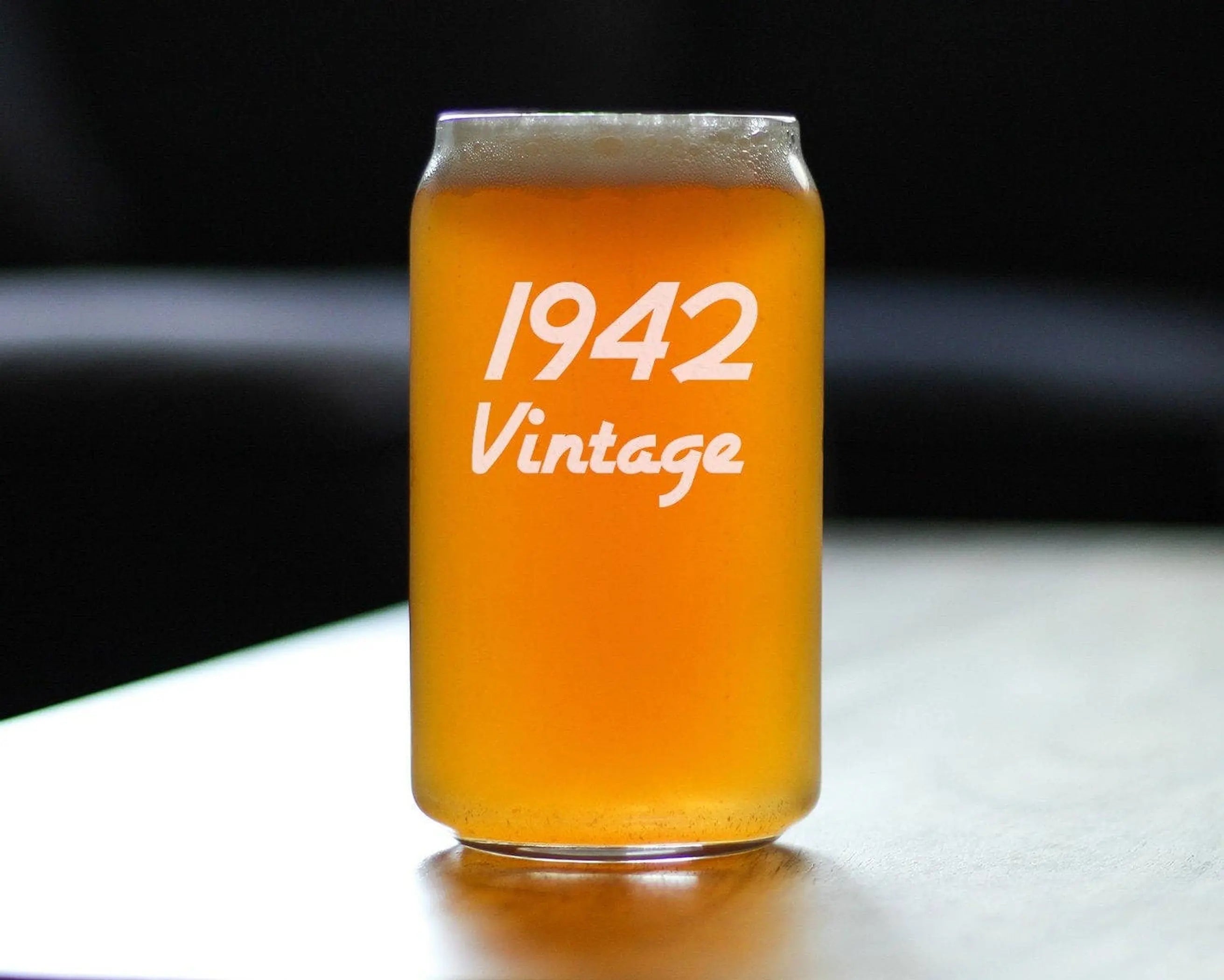 Vintage 1942 Beer Can Pint Glass - 82nd Birthday Gifts Bevvee