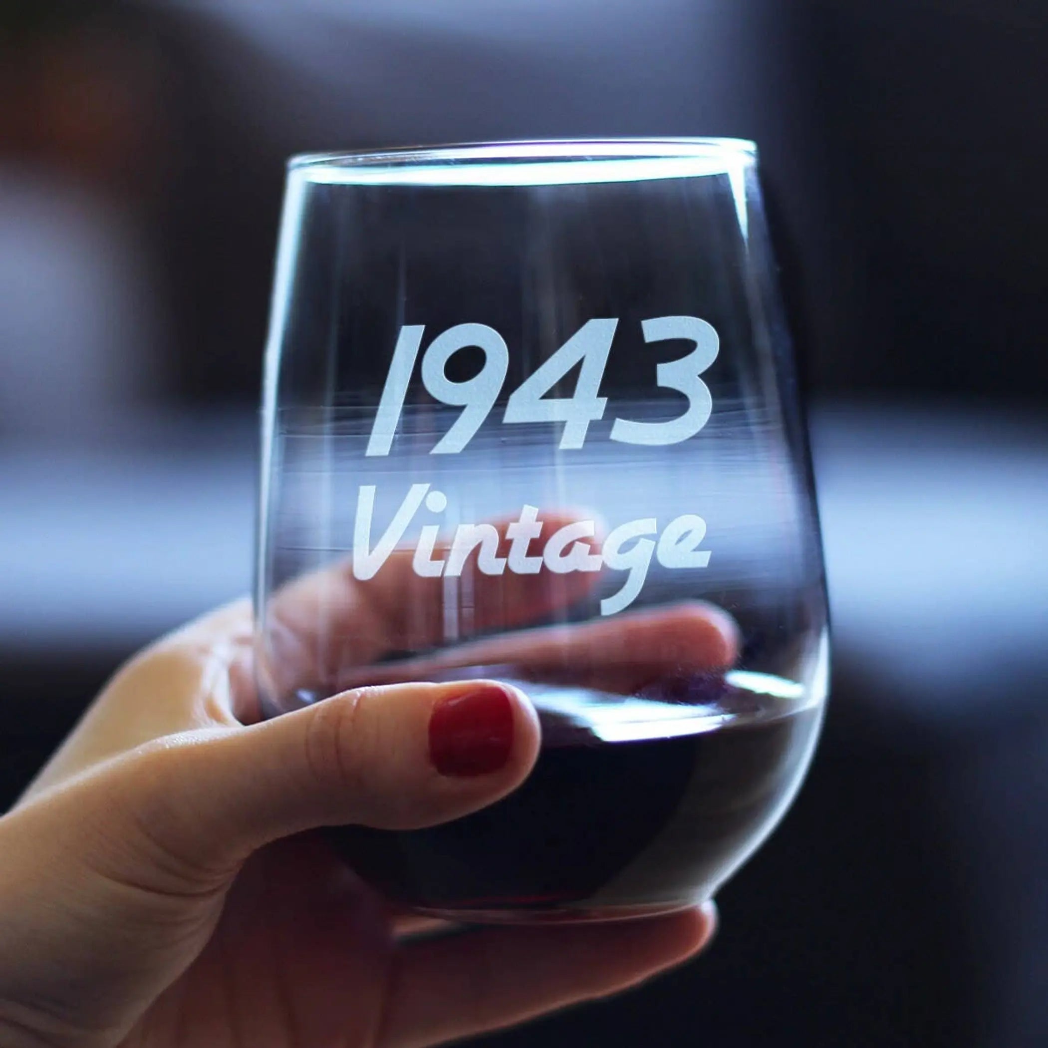 Vintage 1943 Stemless Wine Glass - 81st Birthday Gifts Bevvee