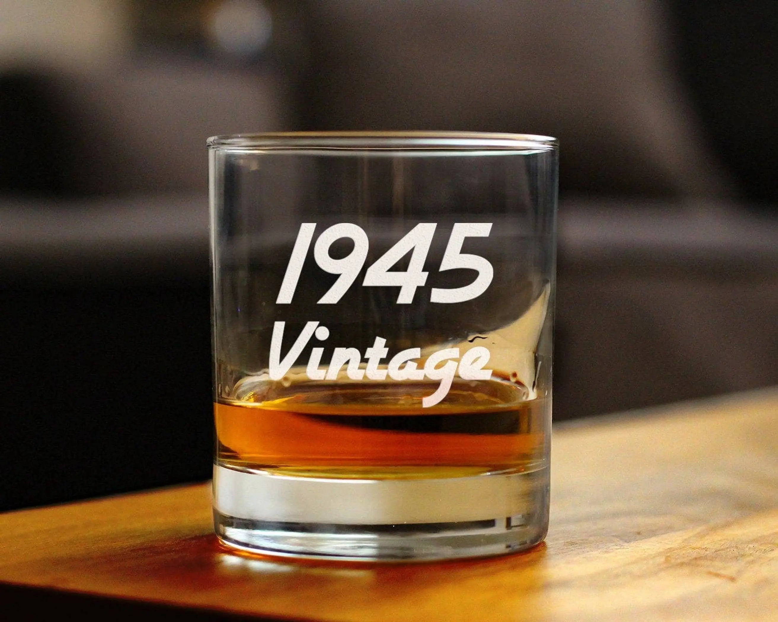 Vintage 1945 Whiskey Rocks Glass - 79th Birthday Gifts Bevvee