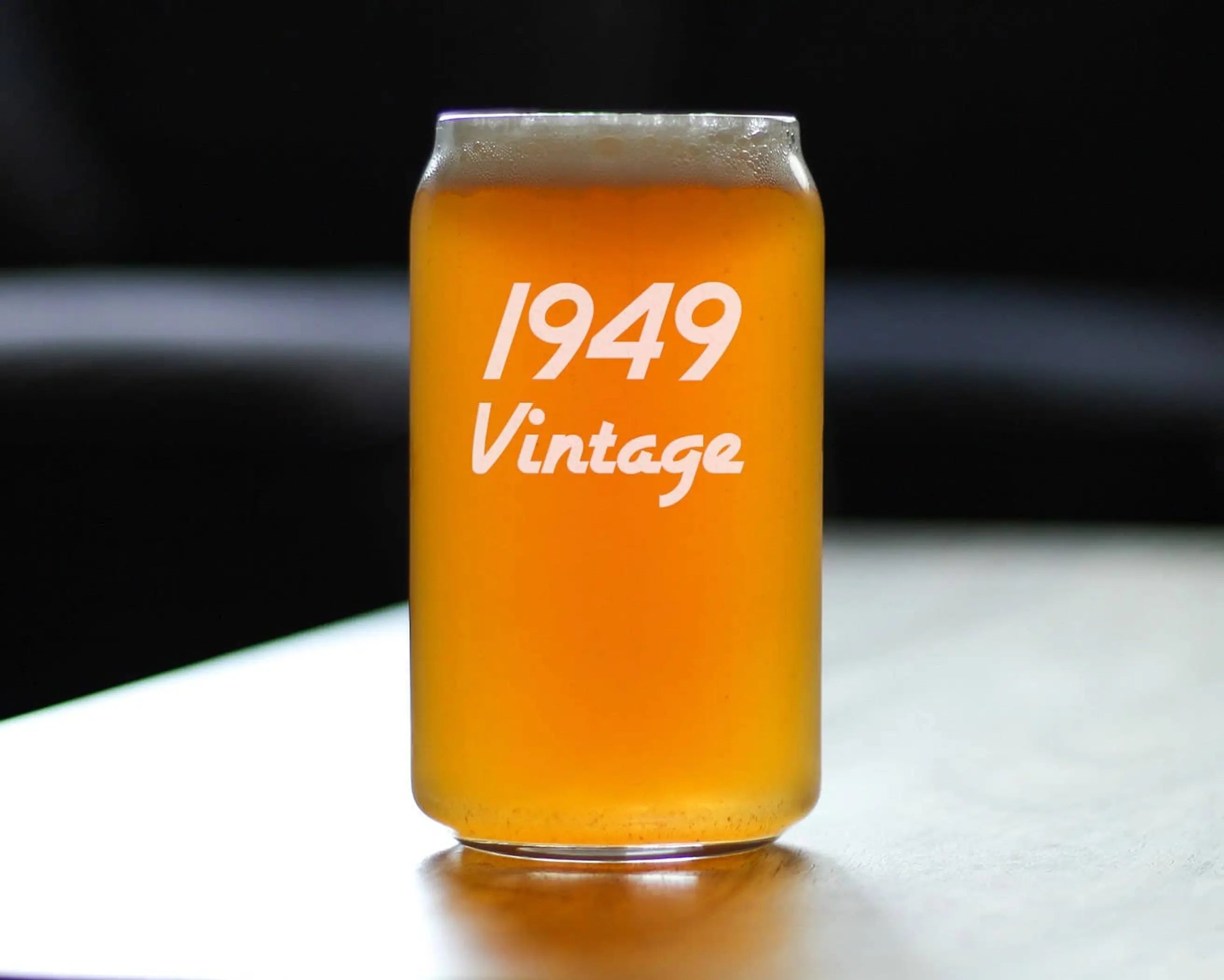 Vintage 1949 Beer Can Pint Glass - 75th Birthday Gifts Bevvee