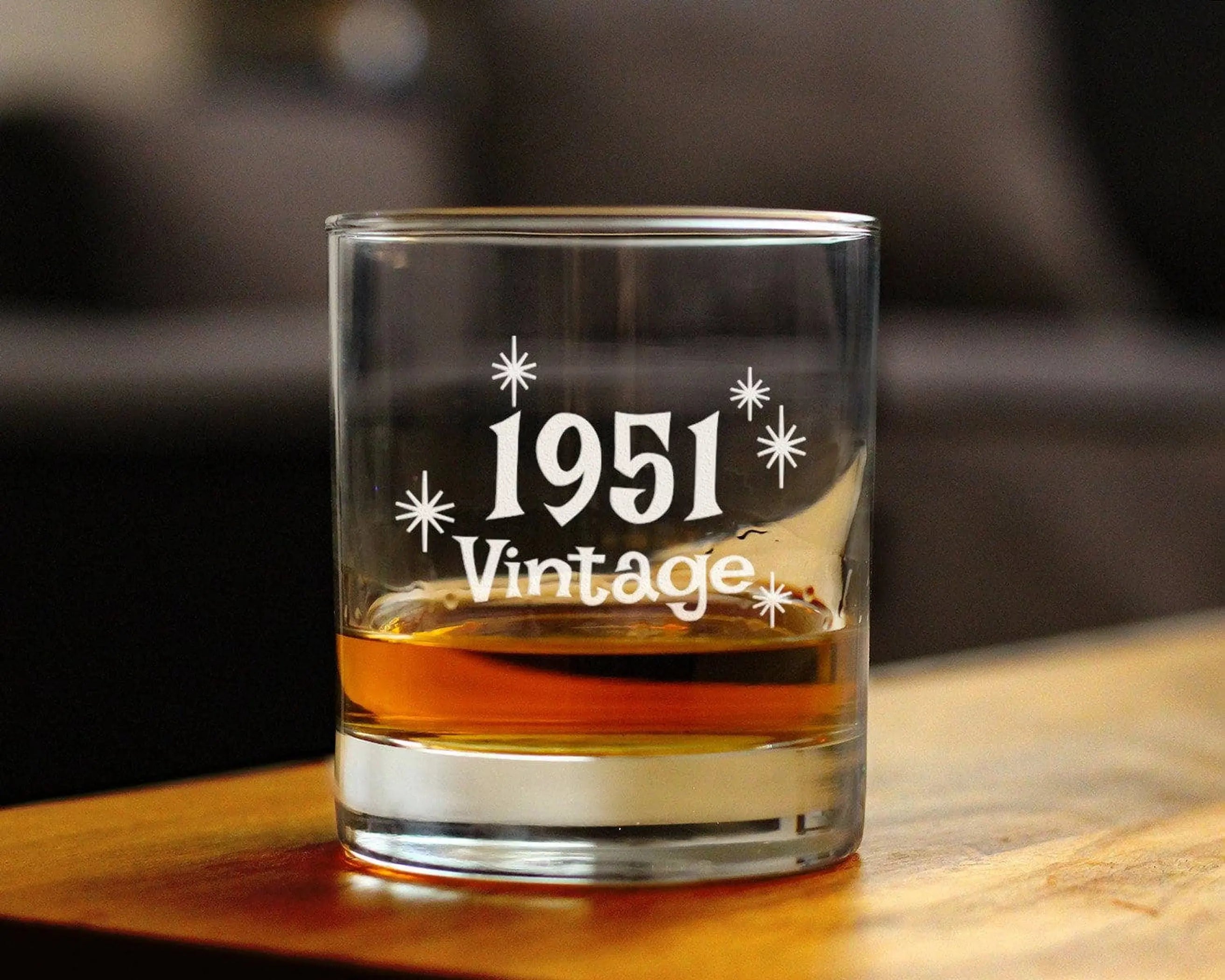 Vintage 1951 Whiskey Rocks Glass - 73rd Birthday Gifts Bevvee