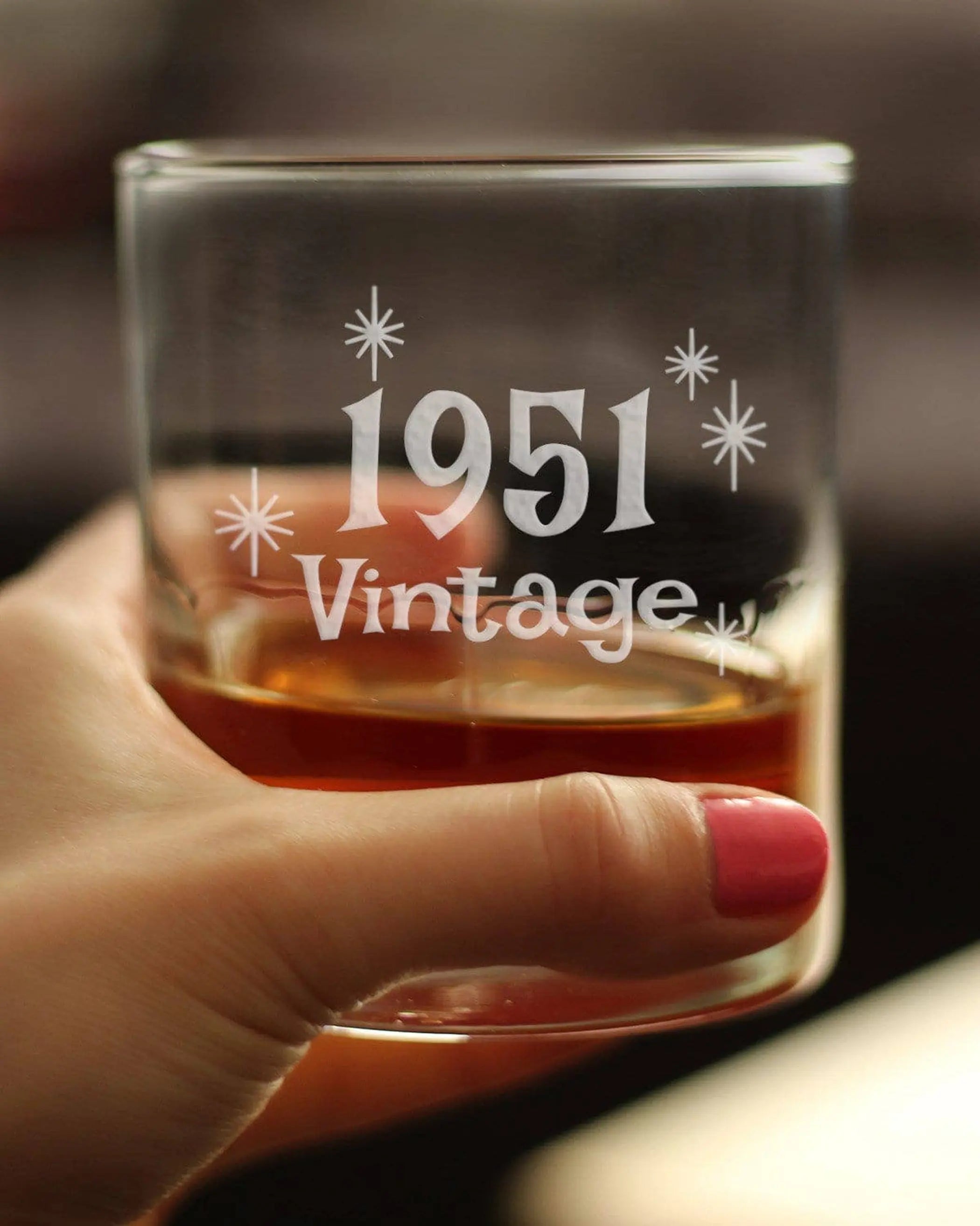 Vintage 1951 Whiskey Rocks Glass - 73rd Birthday Gifts Bevvee