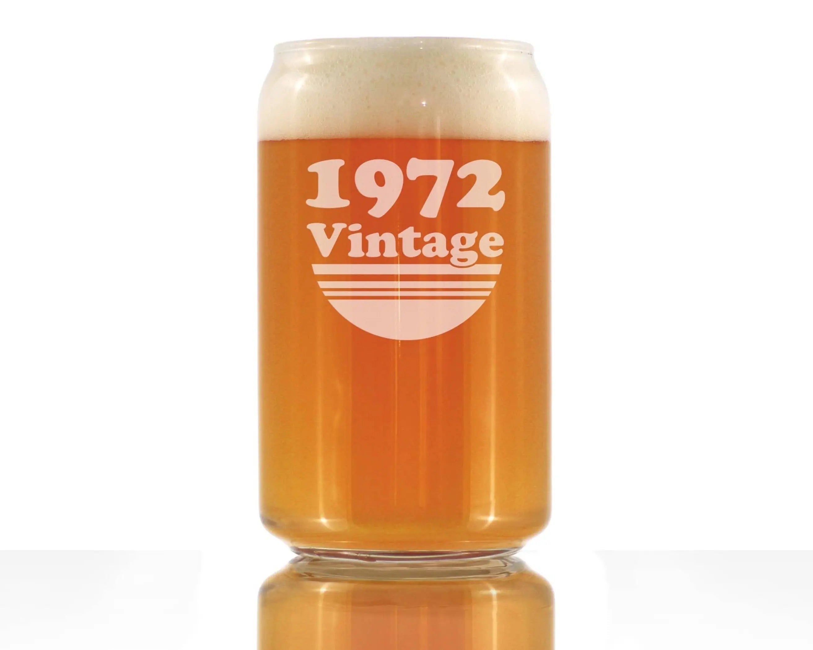 Vintage 1972 Beer Can Pint Glass - 52nd Birthday Gifts Bevvee