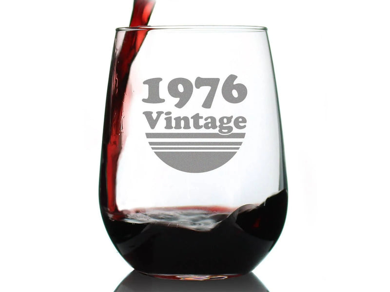 Vintage 1976 Stemless Wine Glass - 48th Birthday Gifts Bevvee