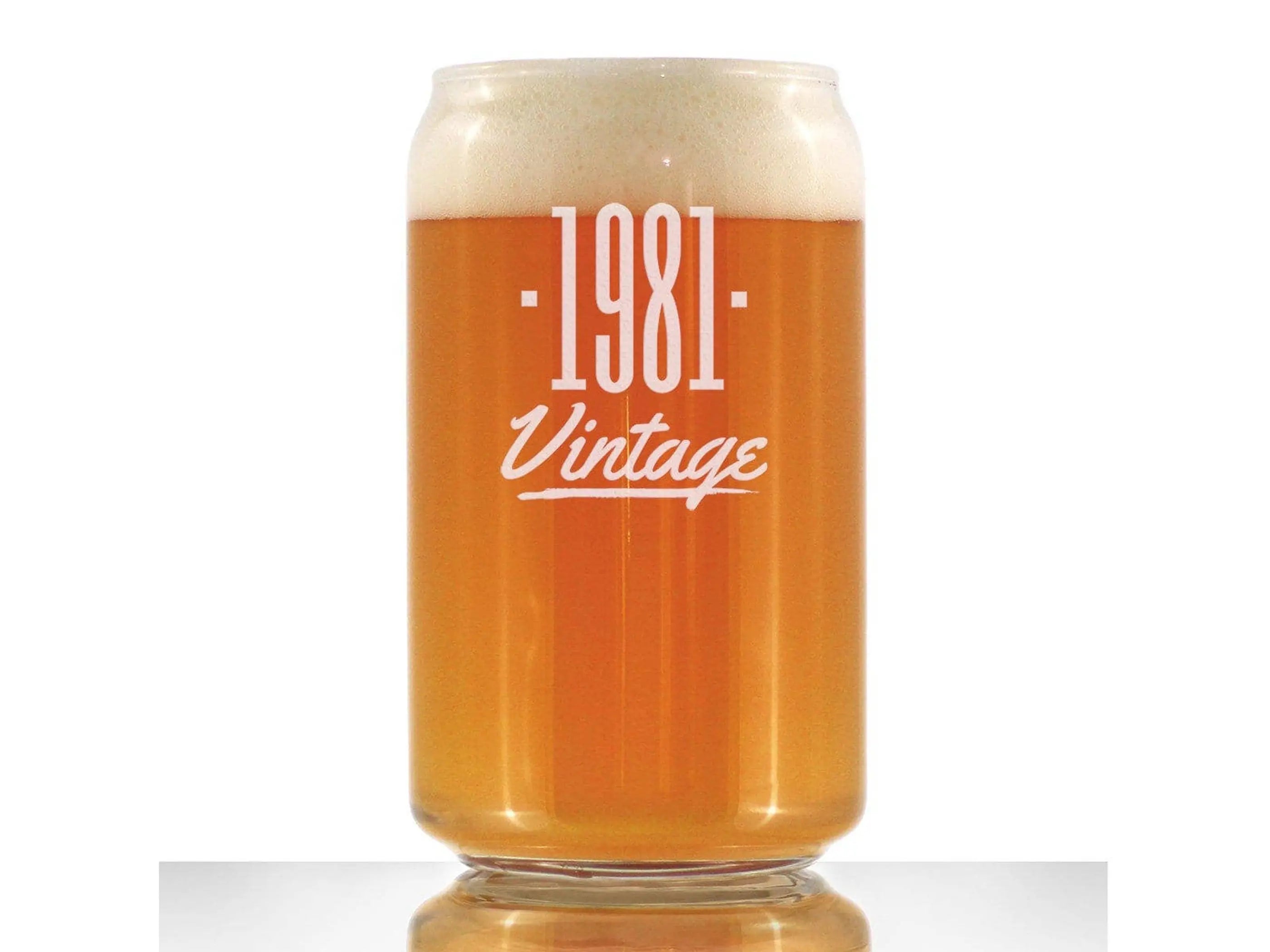Vintage 1981 Beer Can Pint Glass - 43rd Birthday Gifts Bevvee