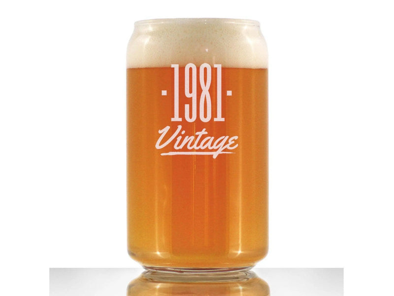 Vintage 1981 Beer Can Pint Glass - 43rd Birthday Gifts Bevvee