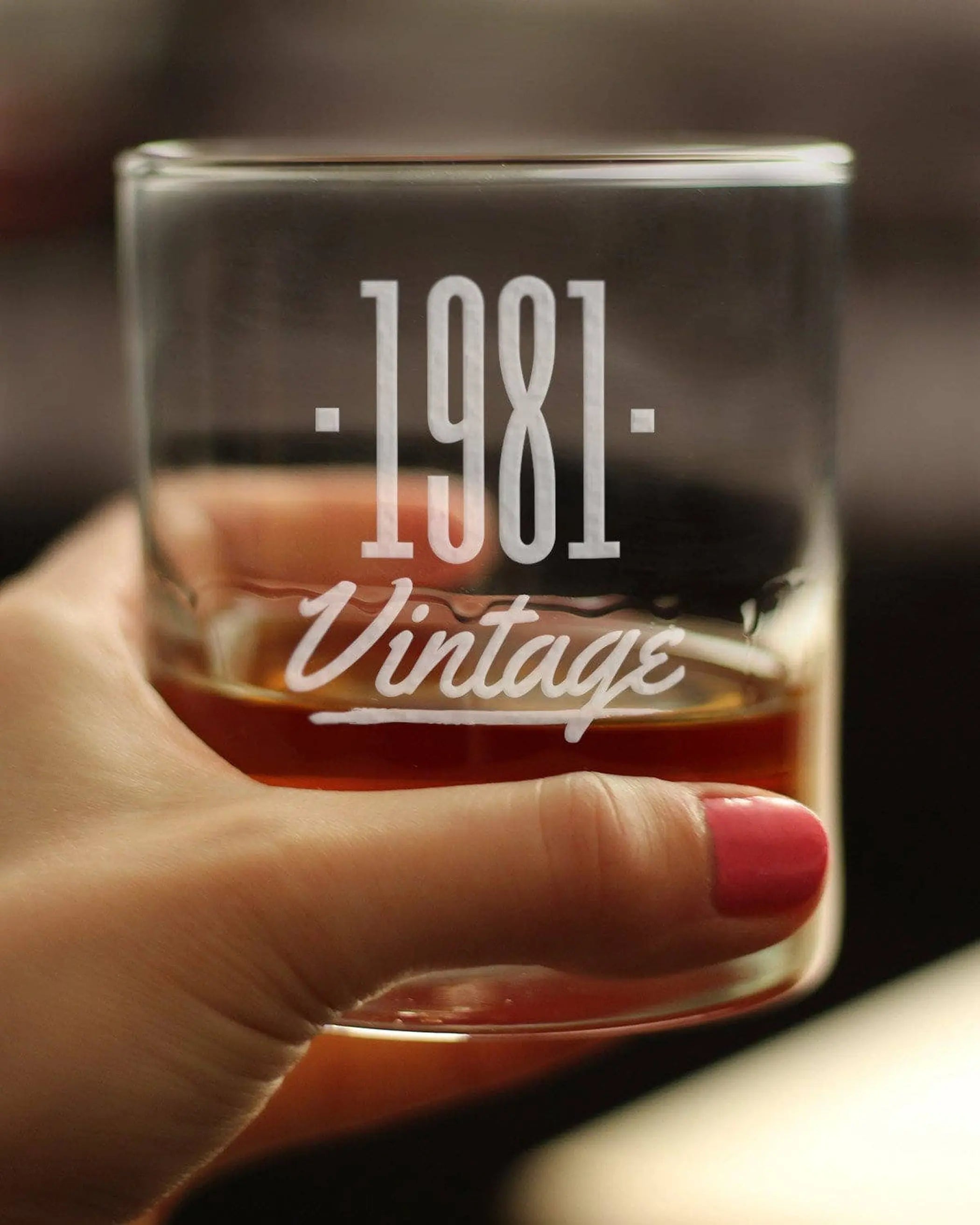 Vintage 1981 Whiskey Rocks Glass - 43rd Birthday Gifts Bevvee