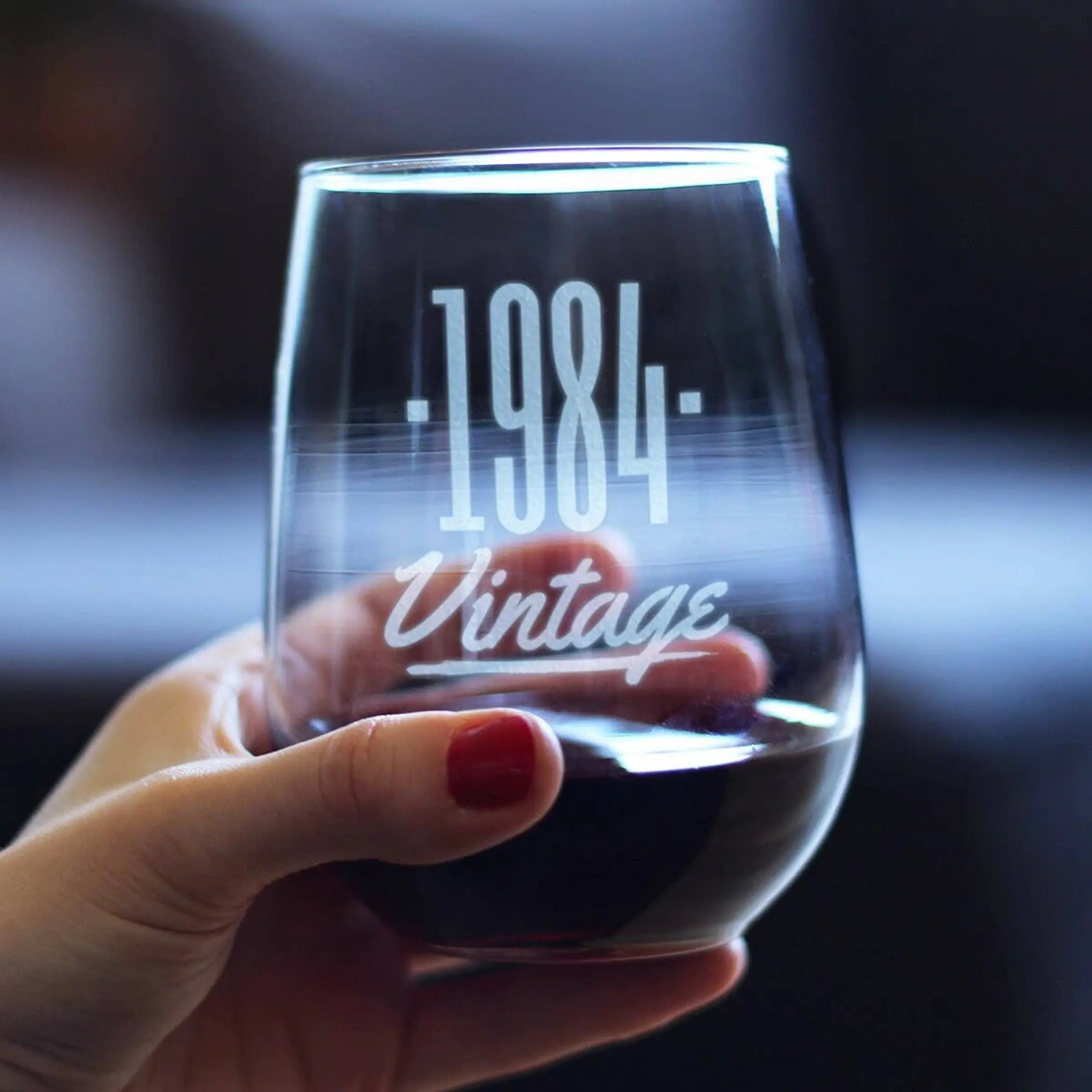 Vintage 1984 Stemless Wine Glass - 40th Birthday Gifts Bevvee