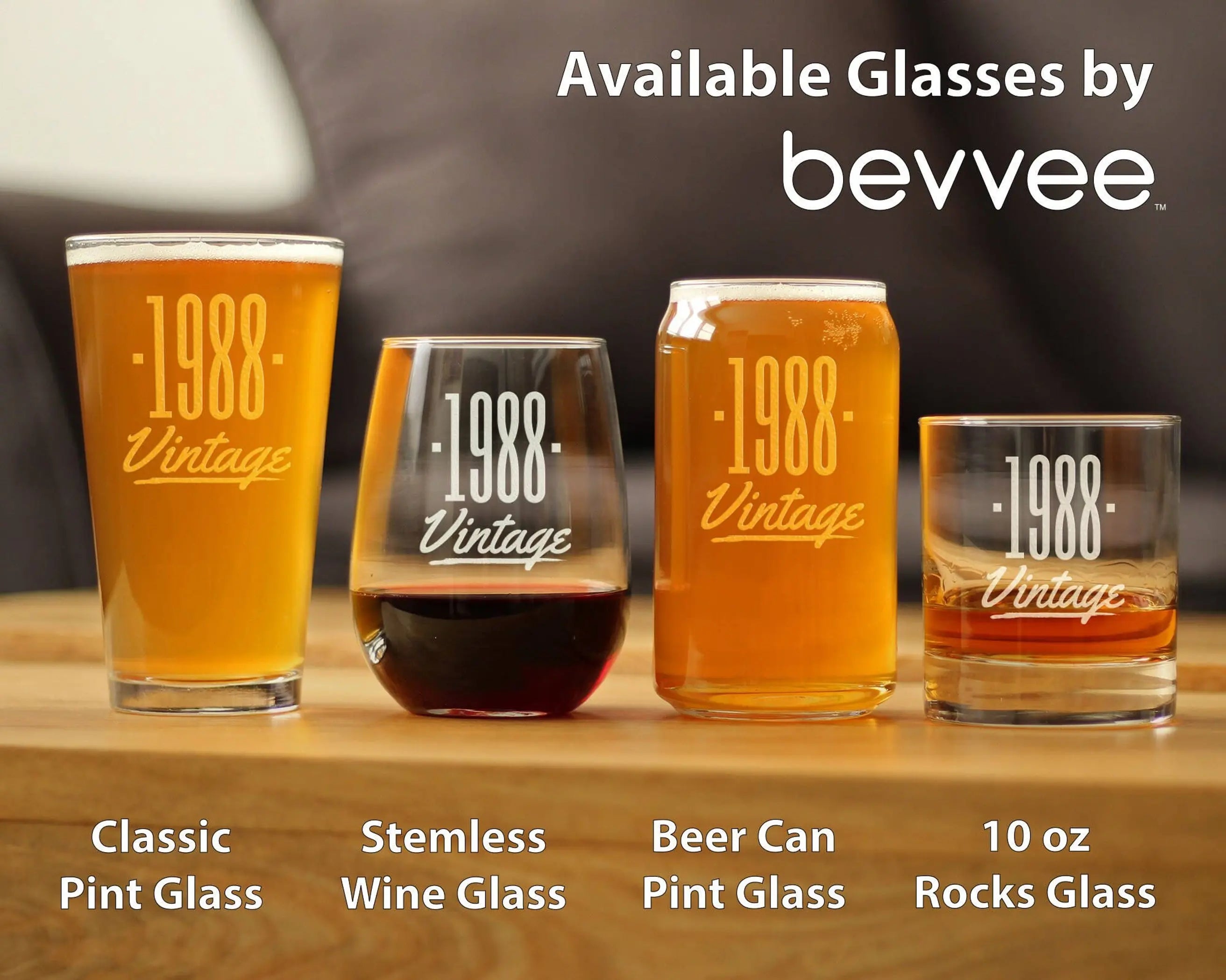 Vintage 1988 Whiskey Rocks Glass - 36th Birthday Gifts Bevvee