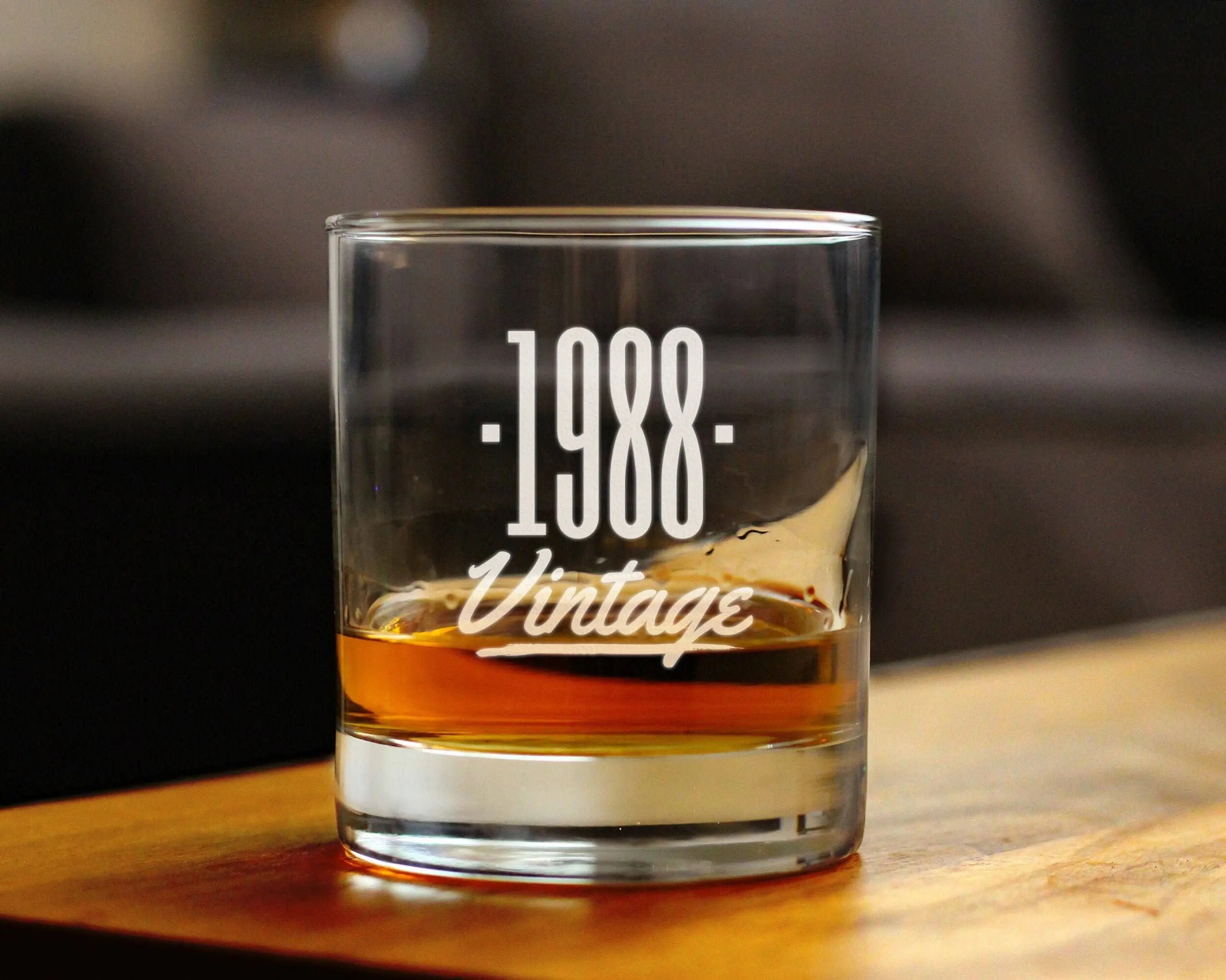 Vintage 1988 Whiskey Rocks Glass - 36th Birthday Gifts Bevvee