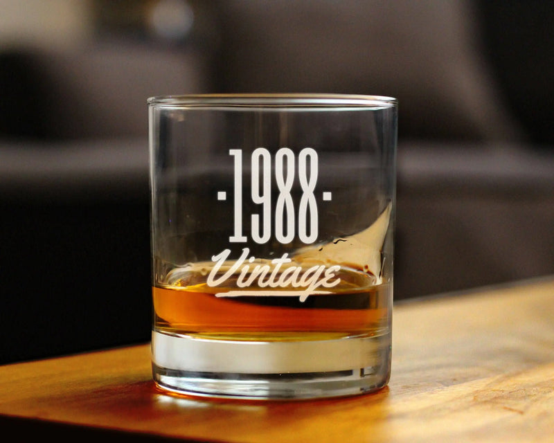 Vintage 1988 Whiskey Rocks Glass - 36th Birthday Gifts Bevvee
