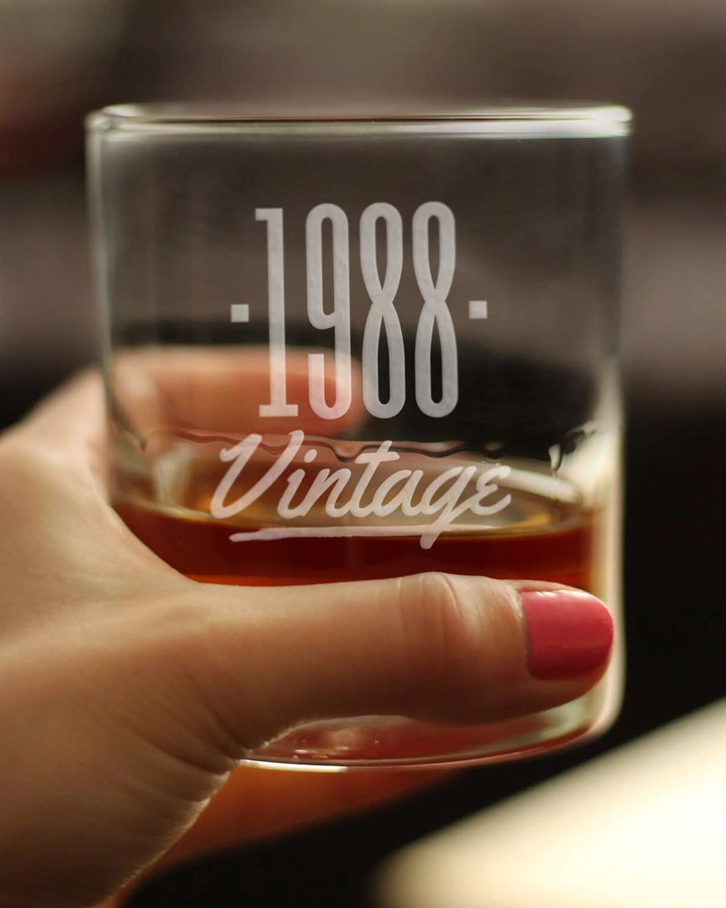 Vintage 1988 Whiskey Rocks Glass - 36th Birthday Gifts Bevvee