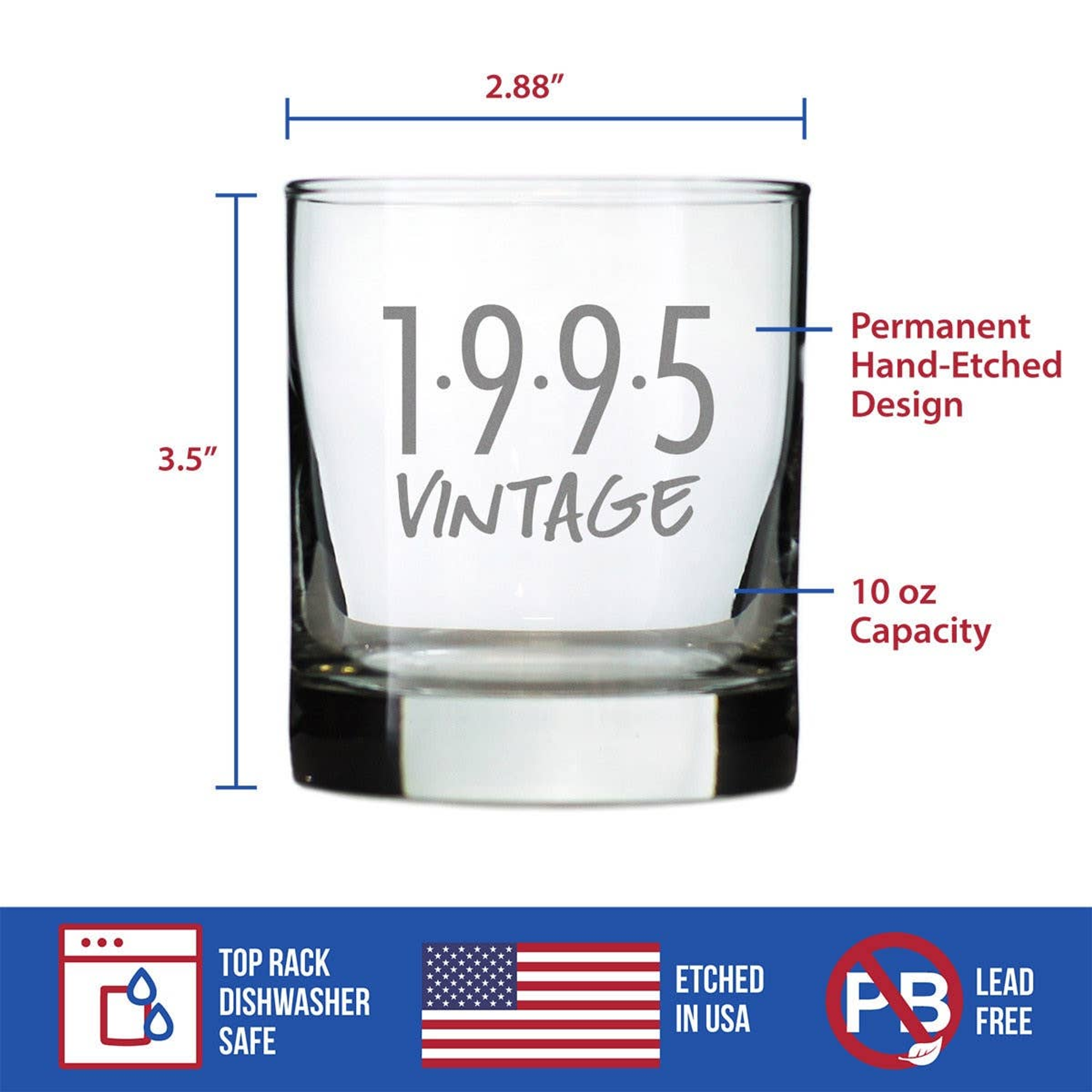 Vintage 1995 Whiskey Rocks Glass - 29th Birthday Gifts Bevvee