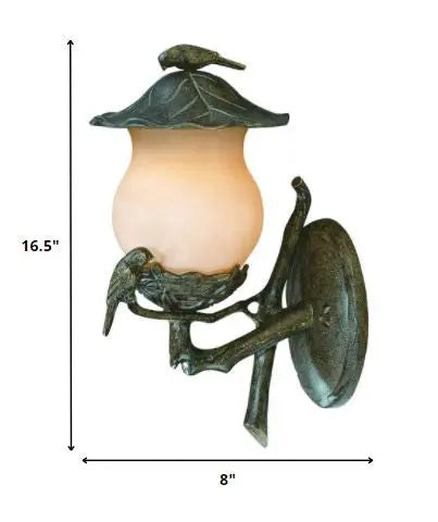 Vintage Black and Gold Bird Detail Lantern Wall Light Homeroots Outdoor