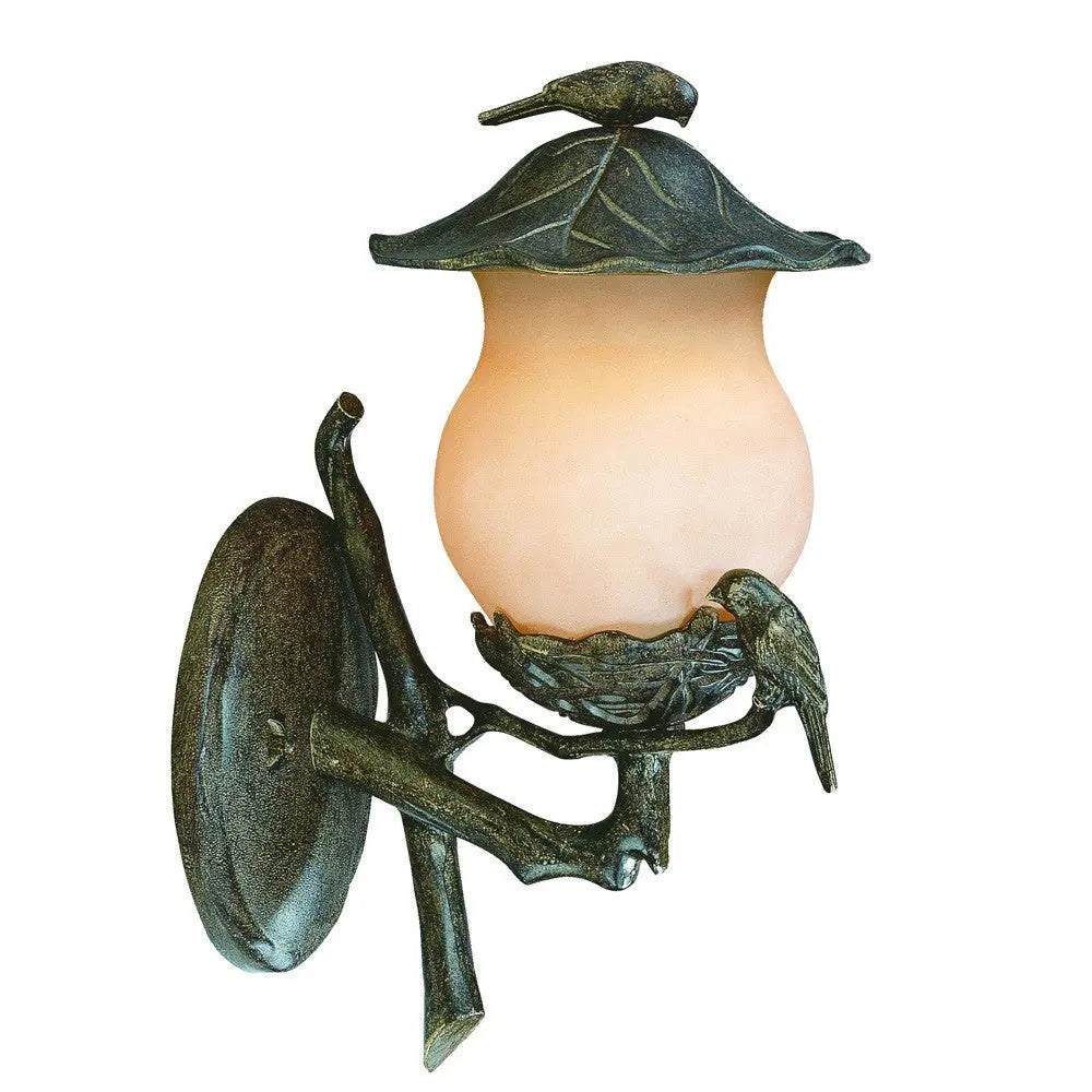 Vintage Black and Gold Bird Detail Lantern Wall Light Homeroots Outdoor