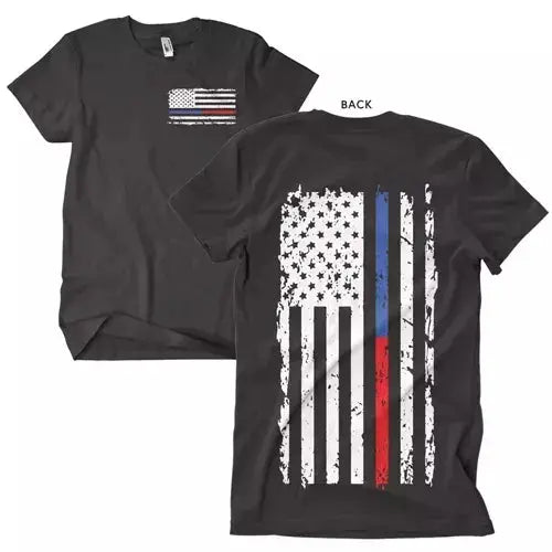 Vintage Blue & Red Line Men's T-Shirt Black Fox Outdoor