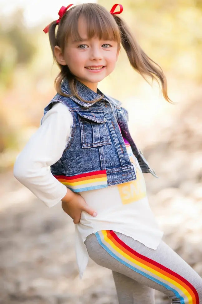 Vintage Rainbow Denim Vest Little Mass