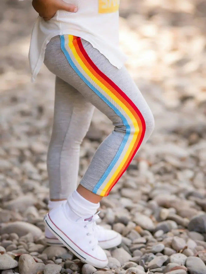 Vintage Rainbow Fleece Leggings Little Mass