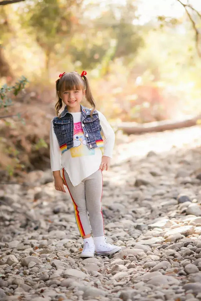 Vintage Rainbow Fleece Leggings Little Mass