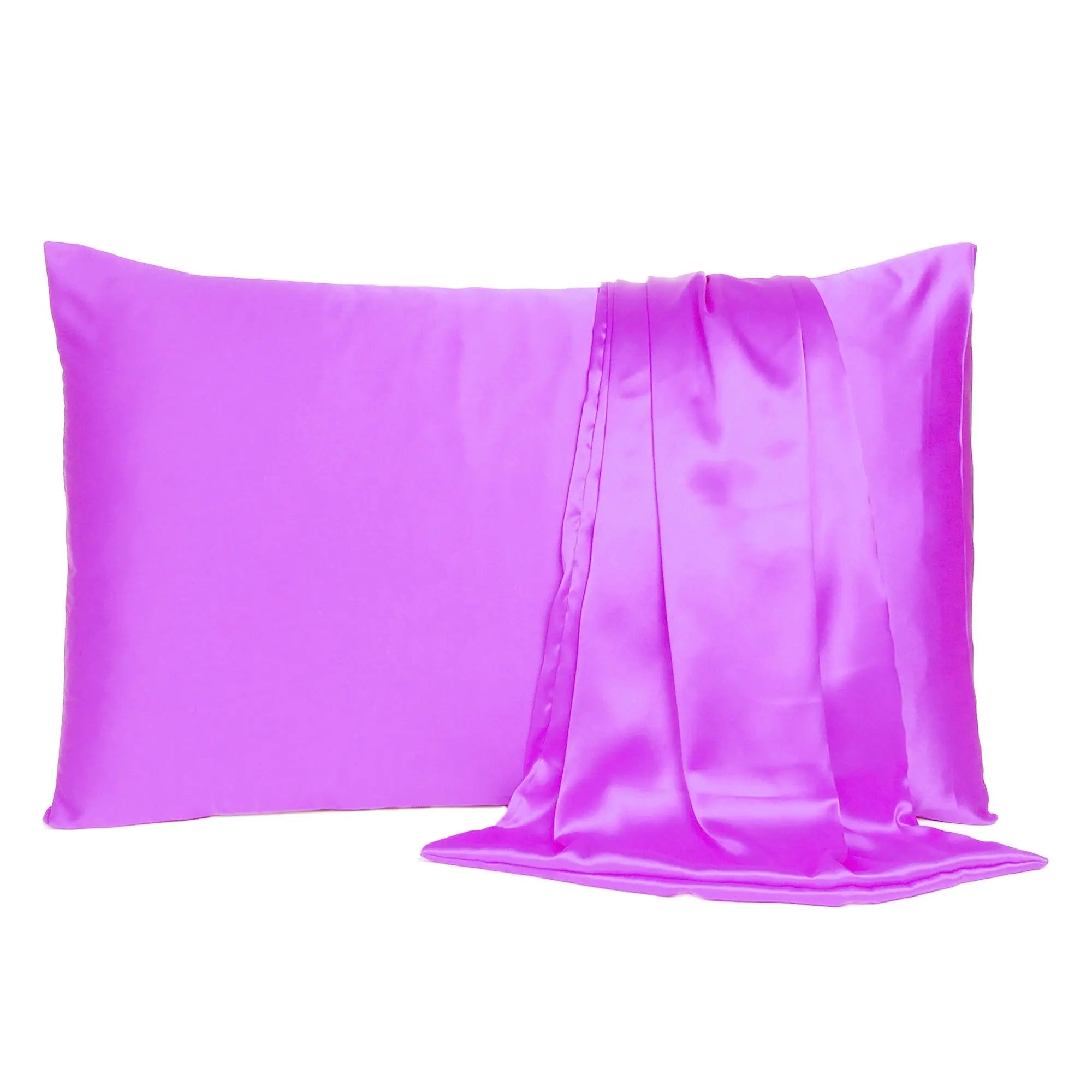 Violet Dreamy Set Of 2 Silky Satin Standard Pillowcases Homeroots Bed & Bath