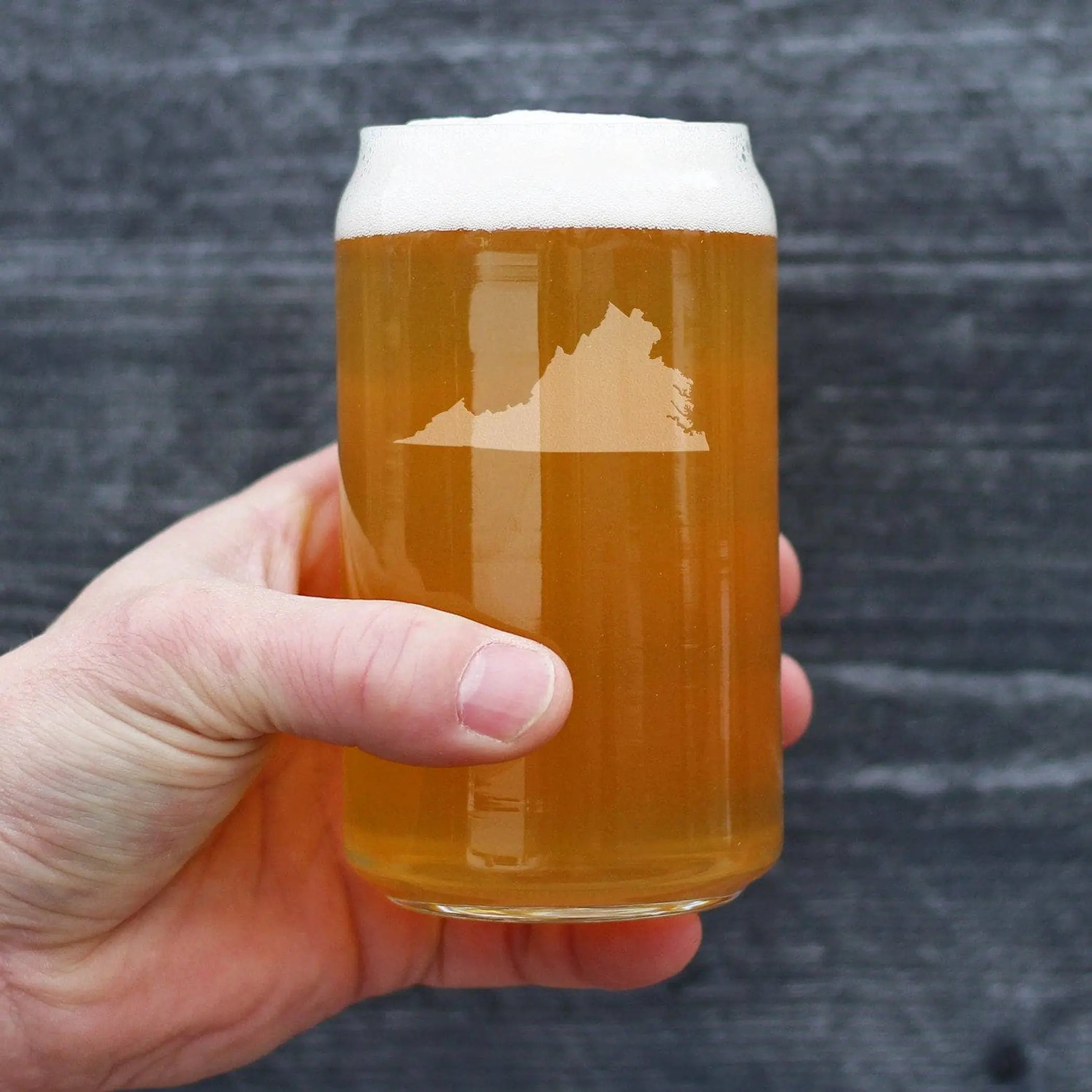Virginia Outline Beer Can Pint Glass - Virginian Gifts Bevvee