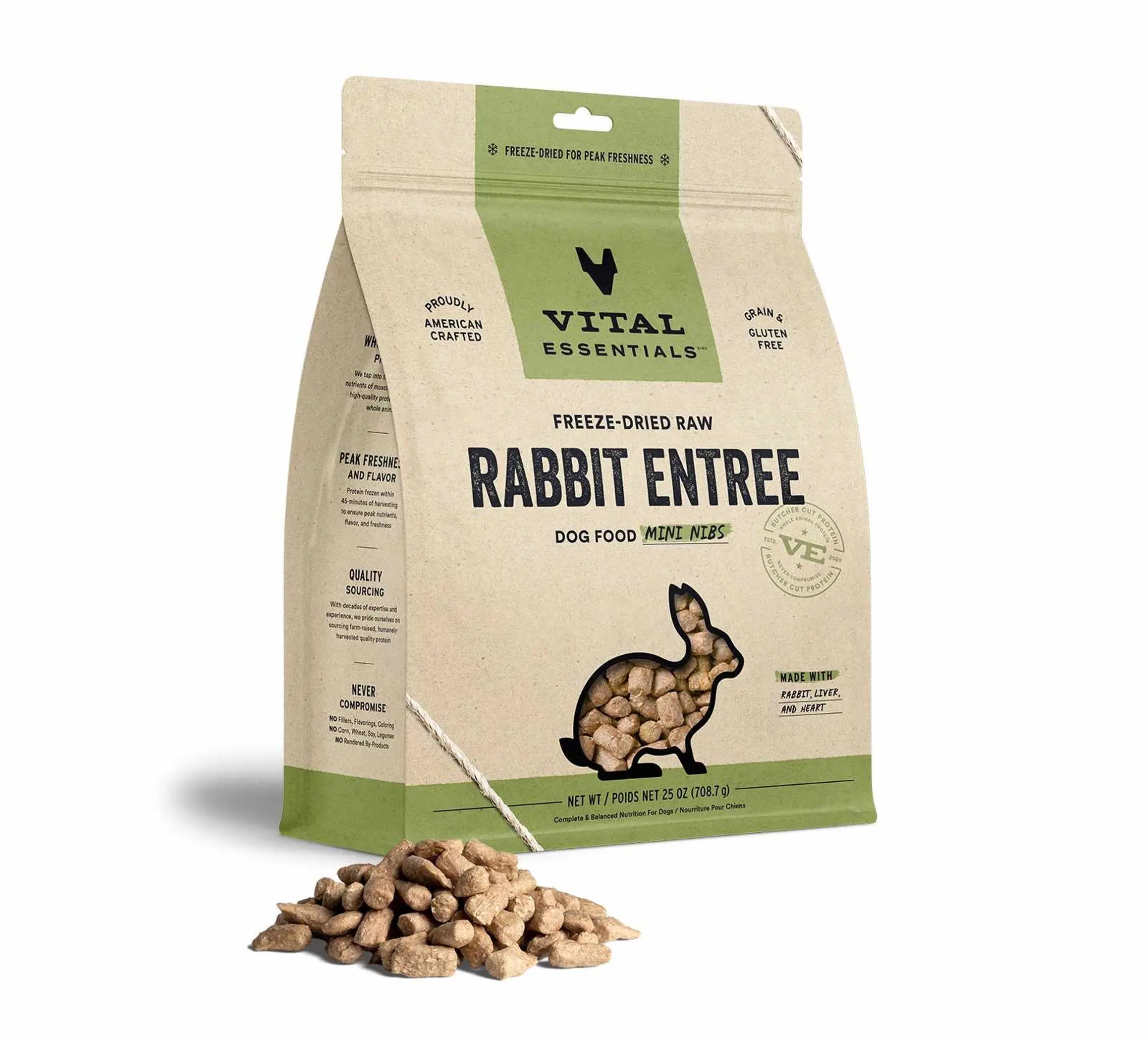 Vital Essentials Freeze-Dried Raw Rabbit Entree Dog Food Mini Nibs, Vital Essentials