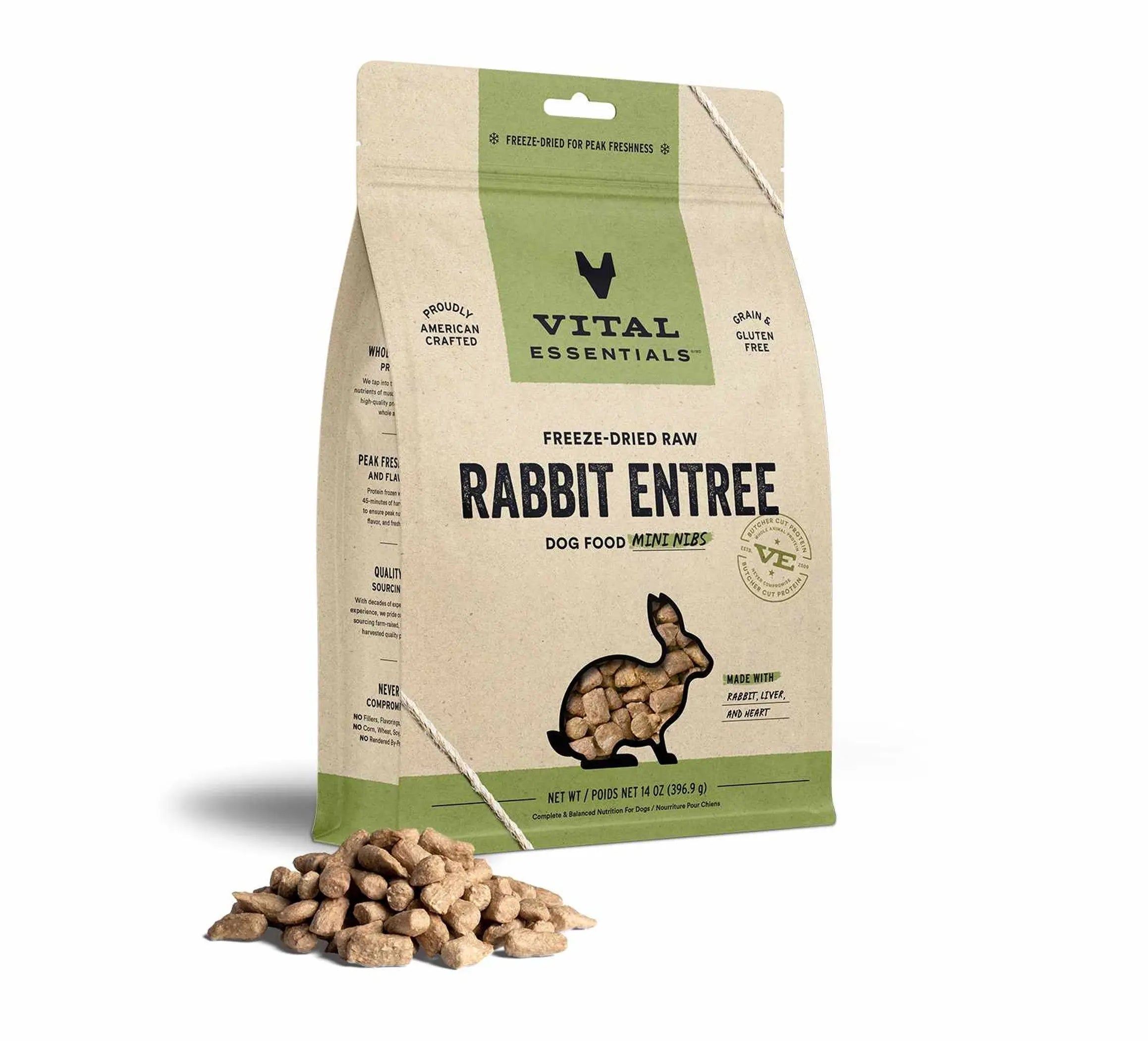 Vital Essentials Freeze-Dried Raw Rabbit Entree Dog Food Mini Nibs, Vital Essentials