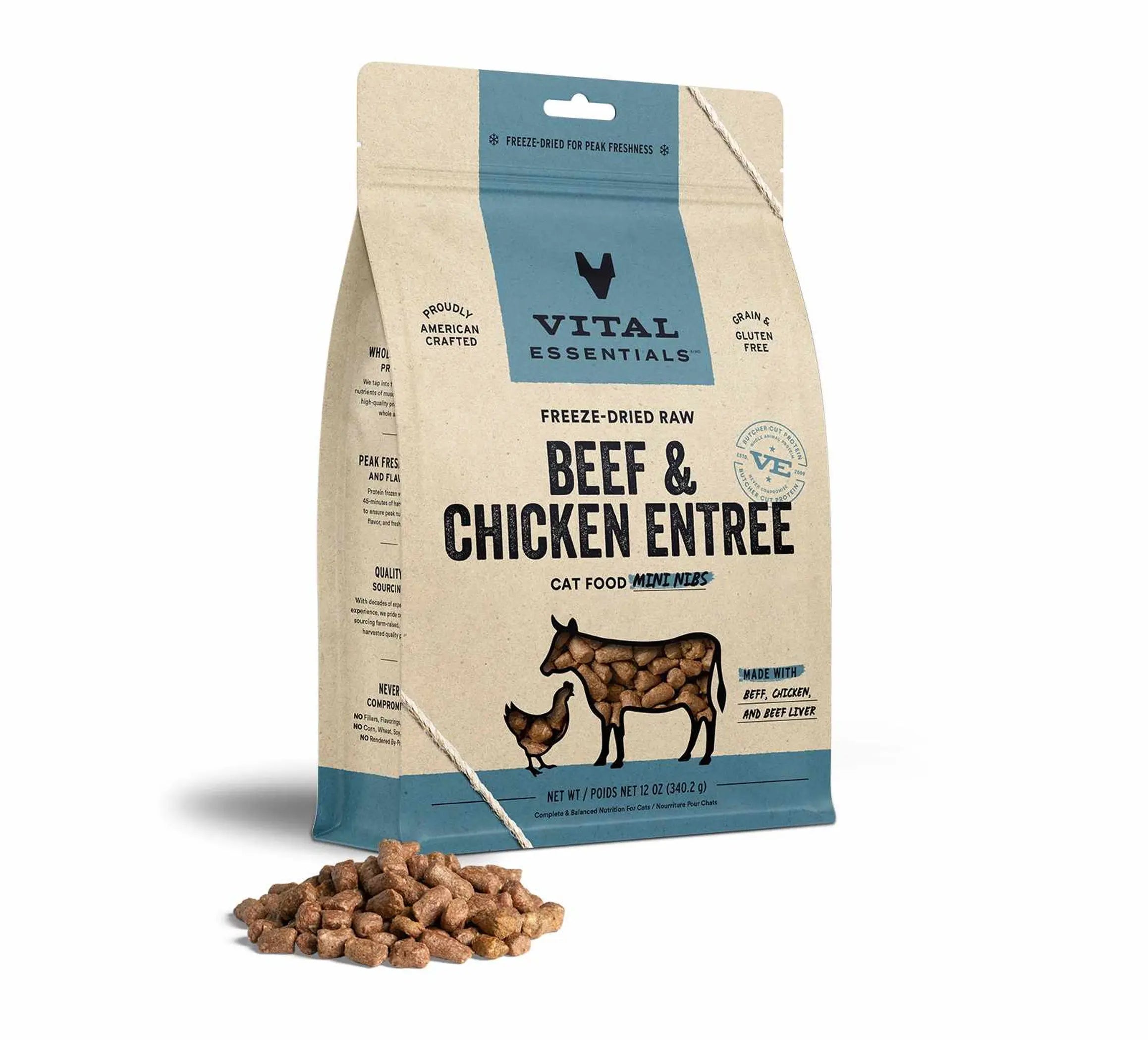 Vital Essentials® Freeze-Dried Raw Beef & Chicken Entree Cat Food Mini Nibs, Vital Essentials