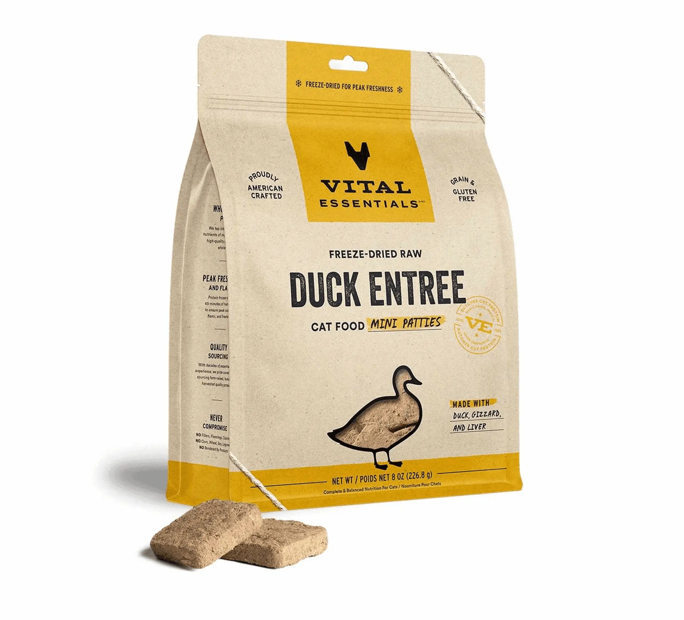 Vital Essentials® Freeze-Dried Raw Duck Entree Cat Food Mini Patties, Vital Essentials