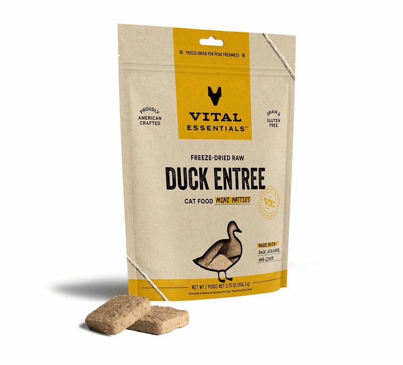Vital Essentials® Freeze-Dried Raw Duck Entree Cat Food Mini Patties, Vital Essentials