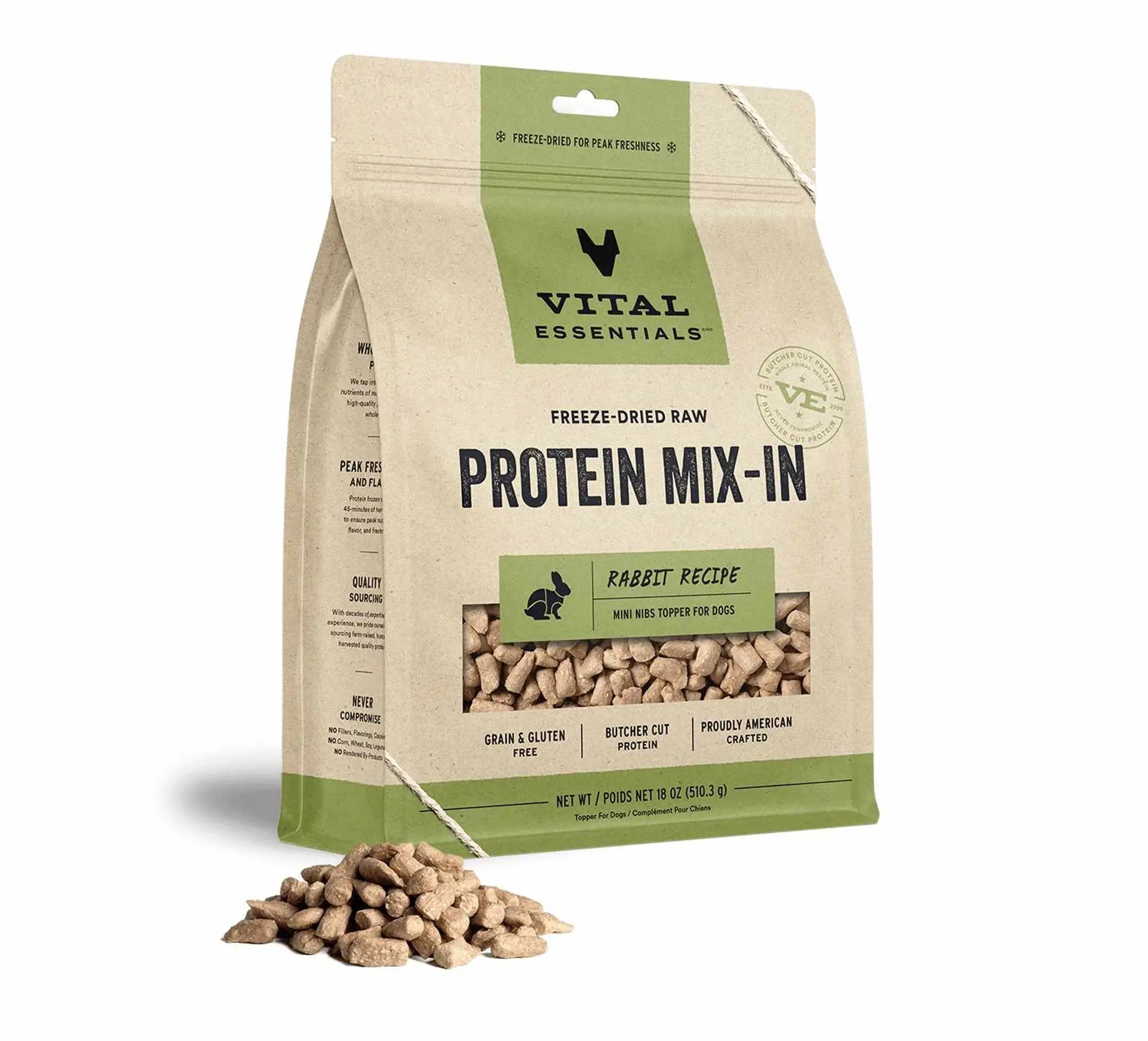 Vital Essentials® Freeze-Dried Raw Rabbit Protein Mix-In Meal Topper for Dogs, Vital Essentials